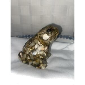Vintage Mother Of Pearl Frog Figurine Tennessee Shell Con Hand Crafted USA